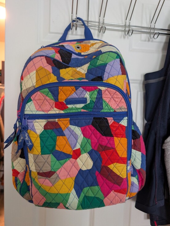 Vera Bradley Handbags - Large Vera Bradley Navy Quilted Lined Colorful Patchwork Backpack.